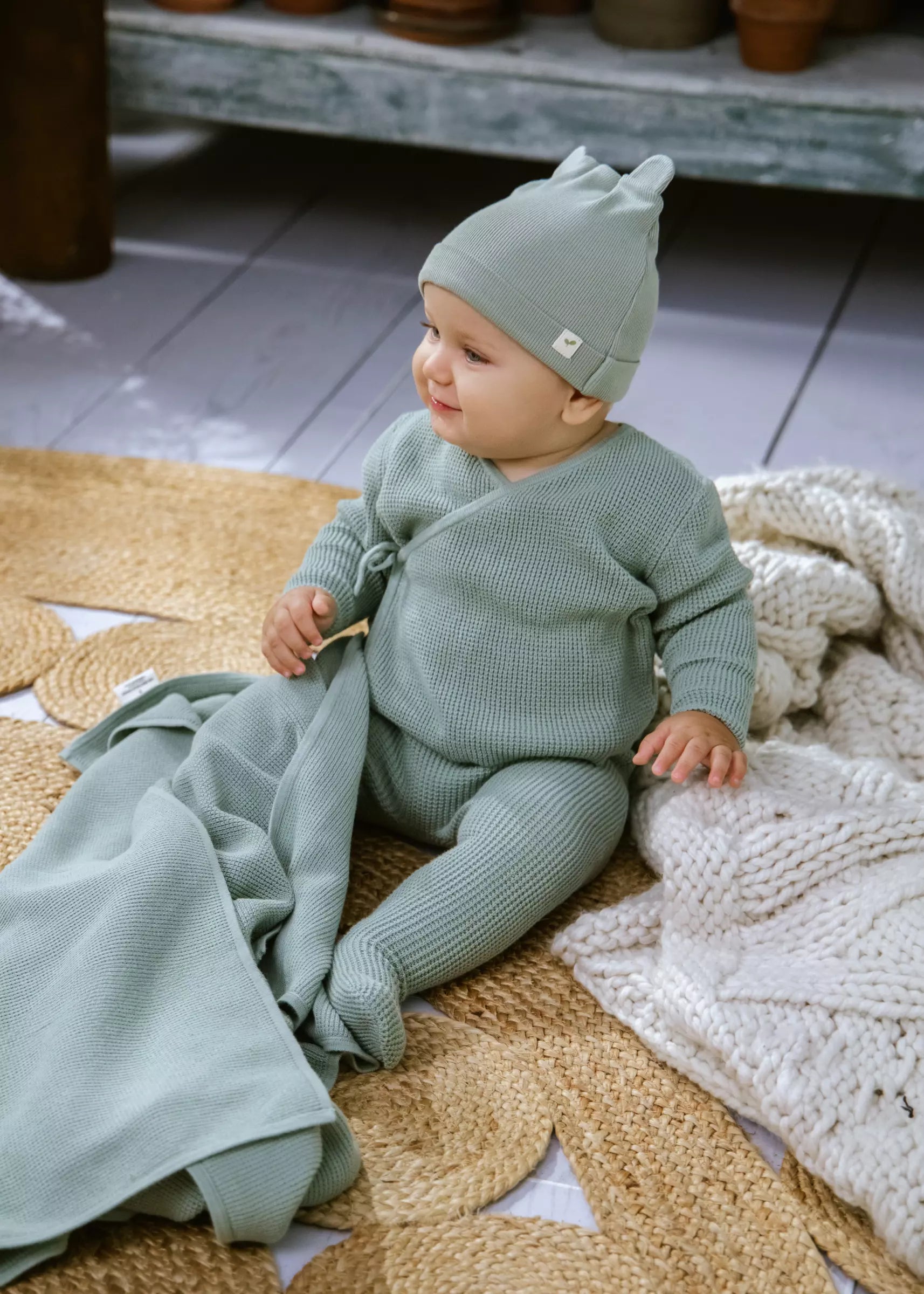 Image of Ensemble gaufré 2 pièces pour nouveau-né