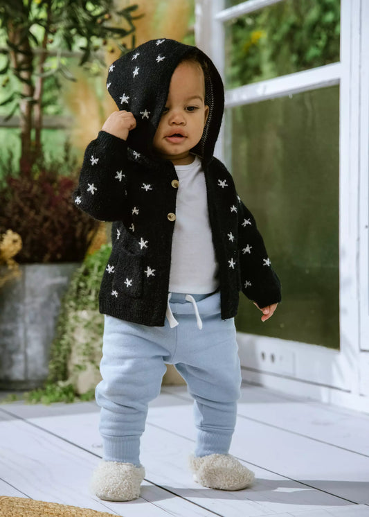 Hooded Jacquard Stars Cardigan