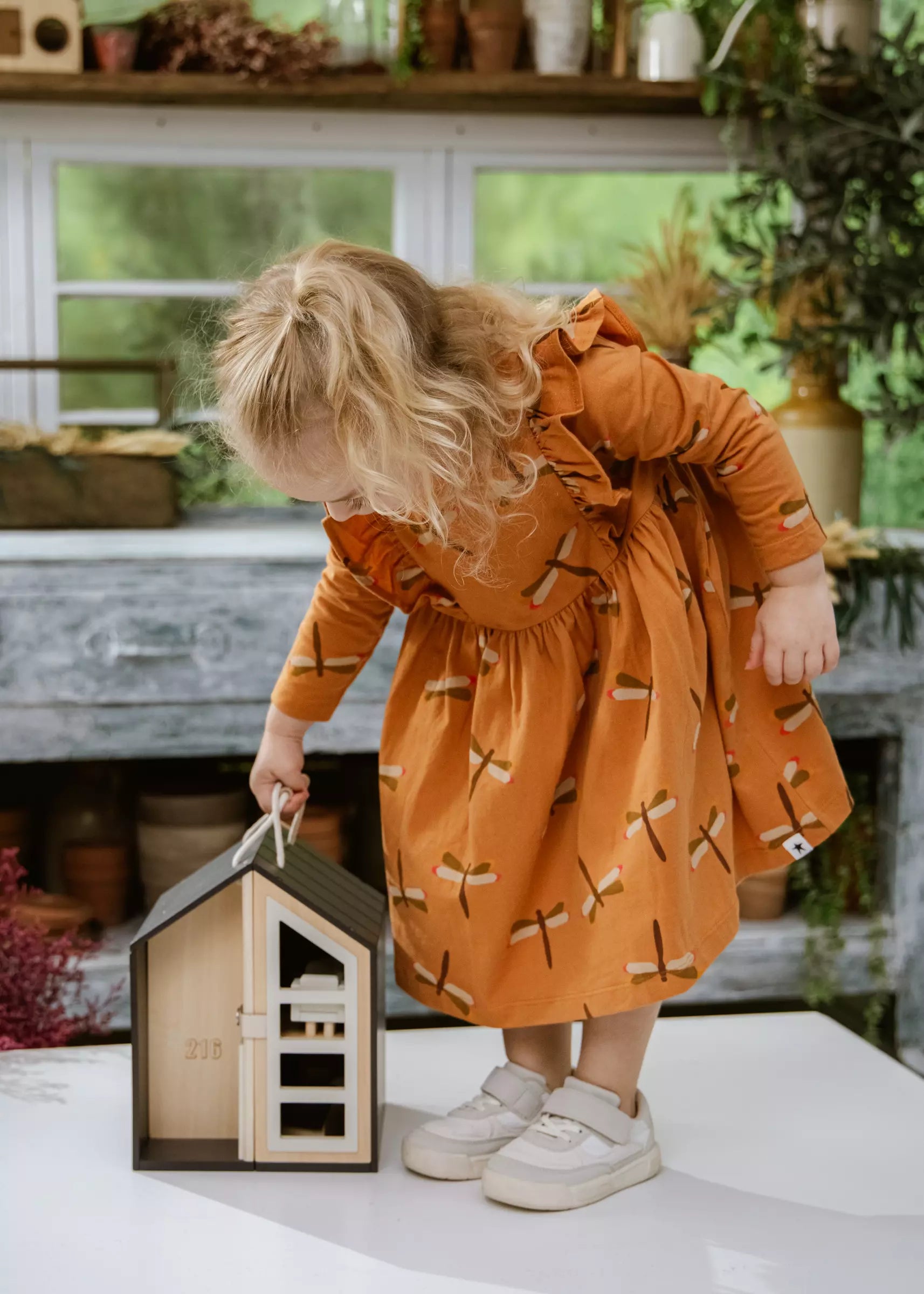 Image of Ruffle LS Dress Pink 9-12m