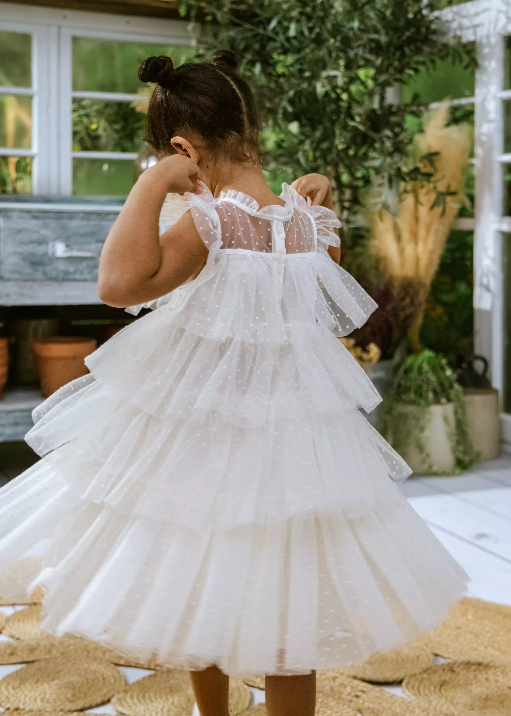 Image of Tiered Dress White 9-12m