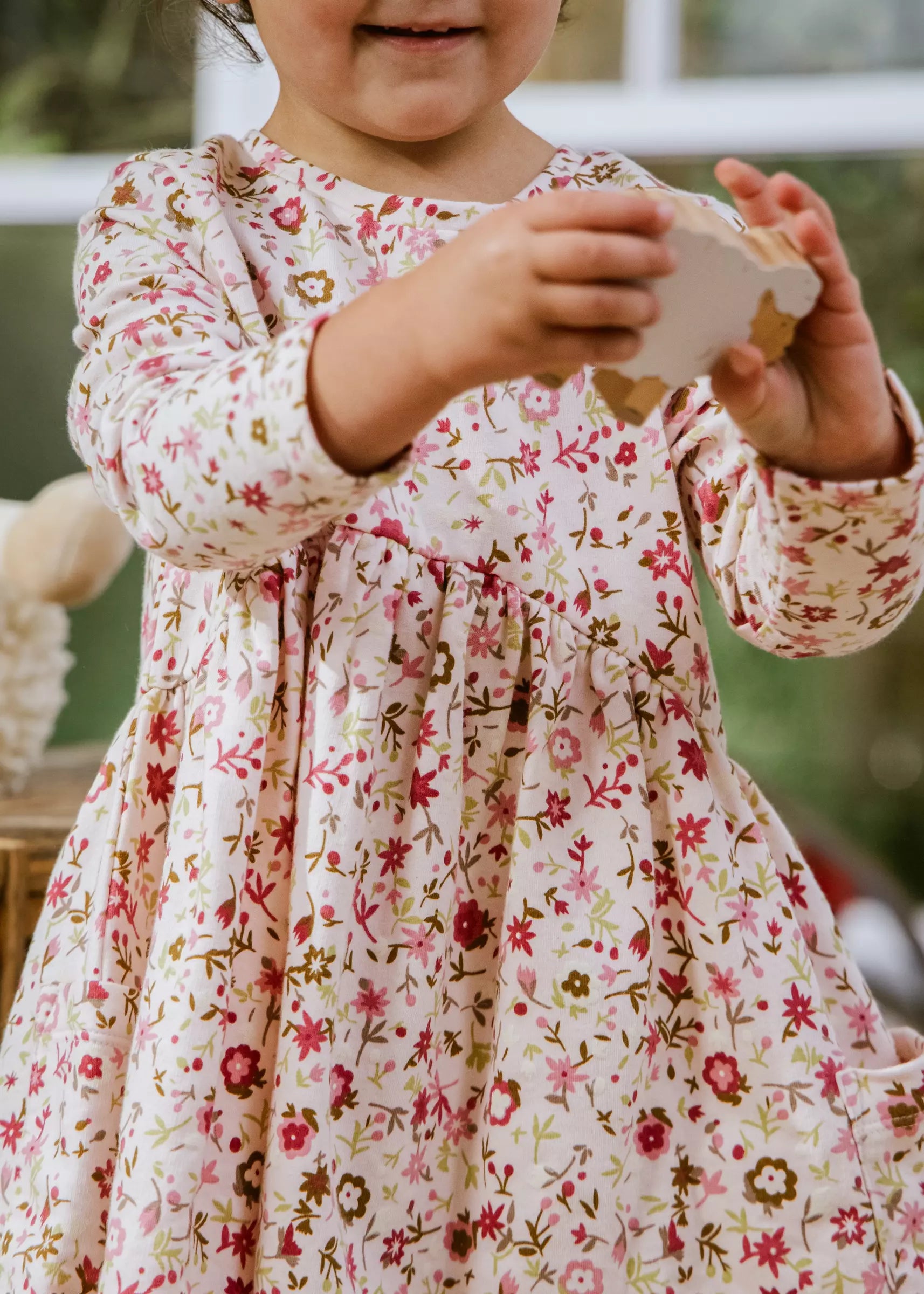 Image of Fleece Swing Dress Lt Pink AOP 9-12m
