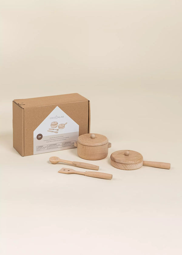 Ensemble de casseroles et chaudrons en bois (6 pièces)