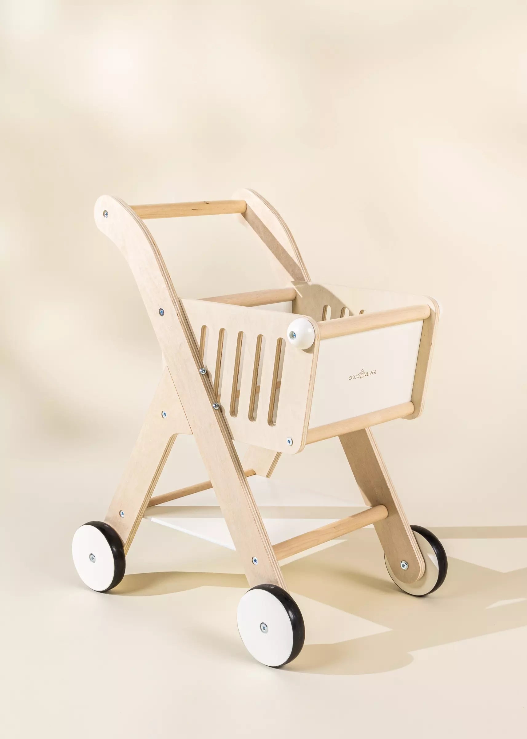 Kids wooden shopping shop cart