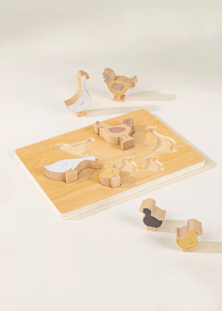 Set of Six Barnyard Animals on Wooden Plate - Coco Village