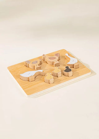 Ensemble de 5 animaux de bassecour sur plaque en bois