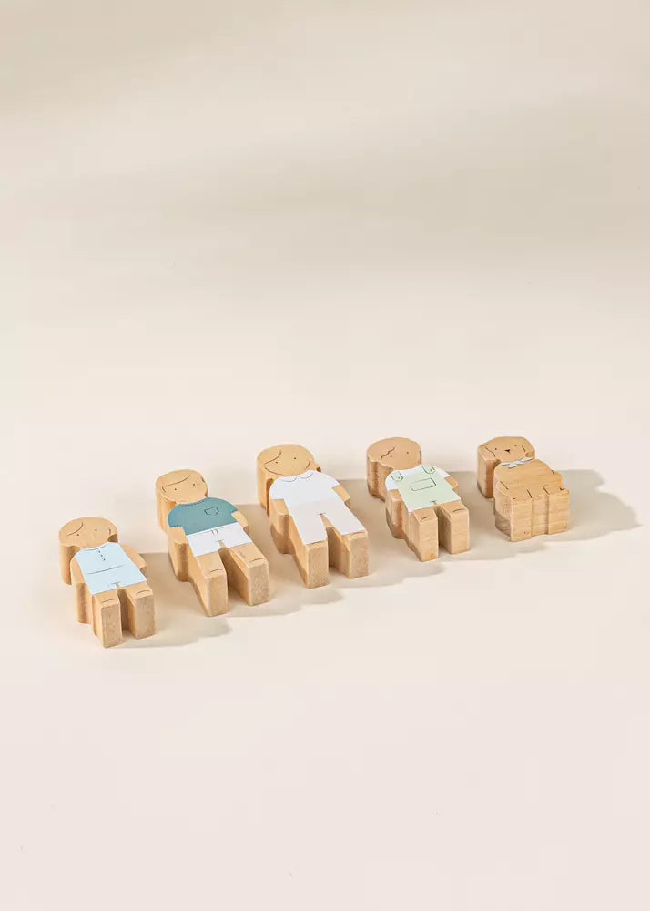 Image of Set of 5 Family Wooden Doll House Characters