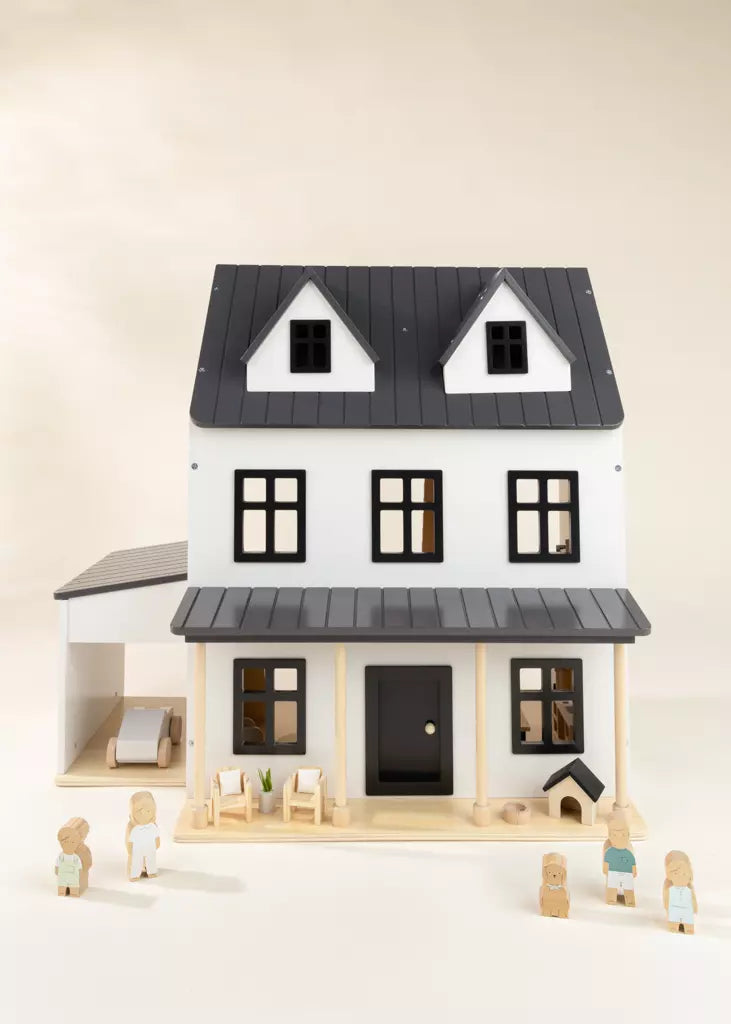 Wooden Doll House - Character Playset - Black and White - Coco Village