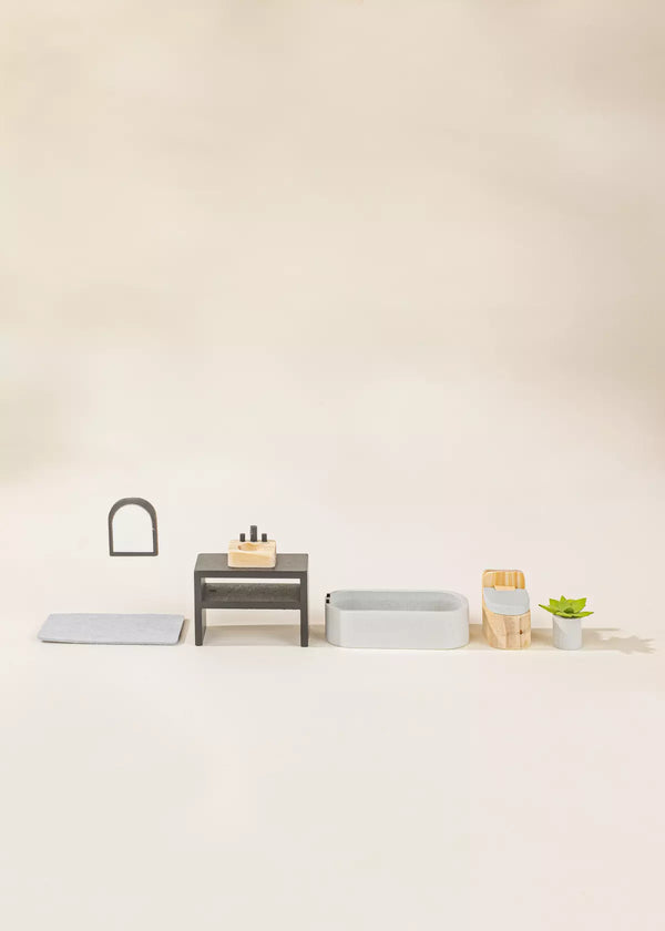 Wooden Doll House Bathroom Furniture (6pcs)
