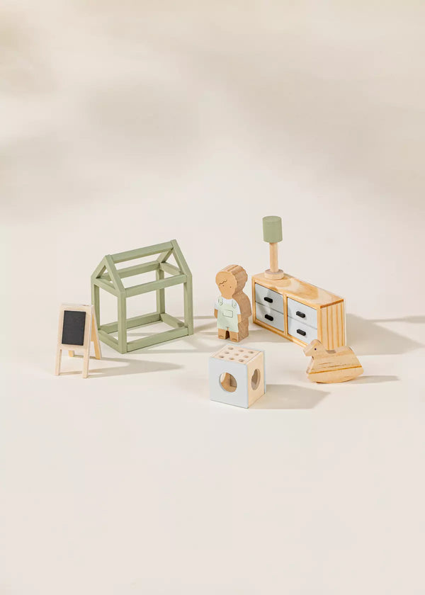Wooden Doll House Kids Room Furniture (10pcs)