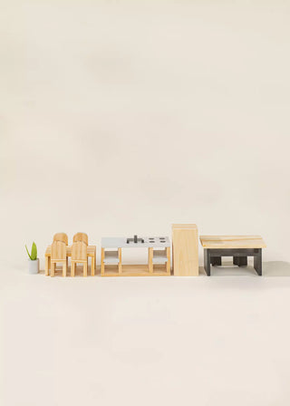 Meubles et accessoires de cuisine pour maison de poupée (11 pièces)