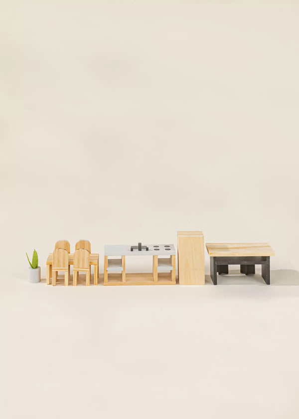 Wooden Doll House Kitchen Furniture (12 pcs)