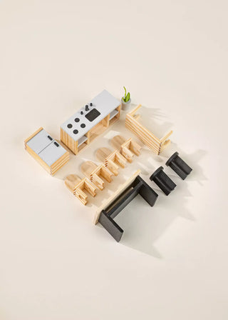 Meubles et accessoires de cuisine pour maison de poupée (11 pièces)