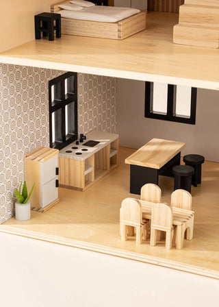 Meubles et accessoires de cuisine pour maison de poupée (11 pièces)