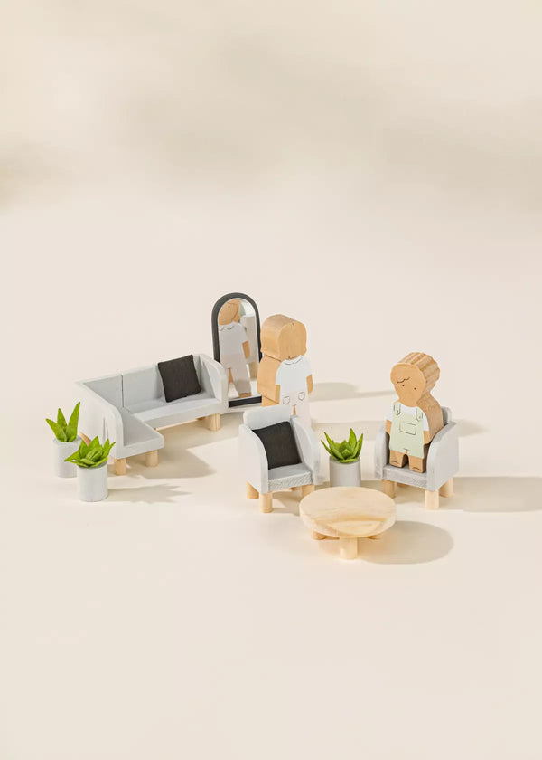 Wooden Doll House Living Room Furniture (10pcs)