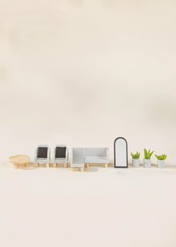 Wooden Doll House Living Room Furniture (10pcs)