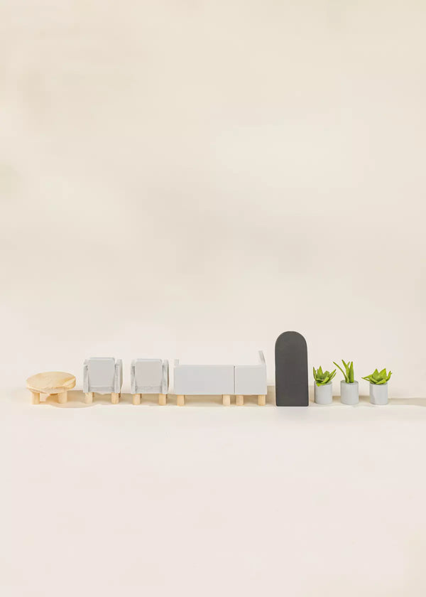 Wooden Doll House Living Room Furniture (10pcs)