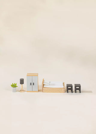 Meubles et accessoires de chambre des maîtres pour maison de poupée (9 pièces)