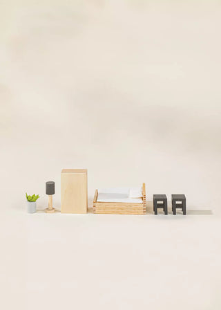 Meubles et accessoires de chambre des maîtres pour maison de poupée (9 pièces)