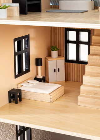 Meubles et accessoires de chambre des maîtres pour maison de poupée (9 pièces)