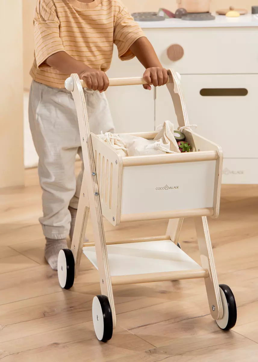 Kids wooden online shopping cart